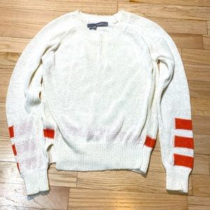 Cream and orange stripe fisherman knit striped sweater xs 360 sweater